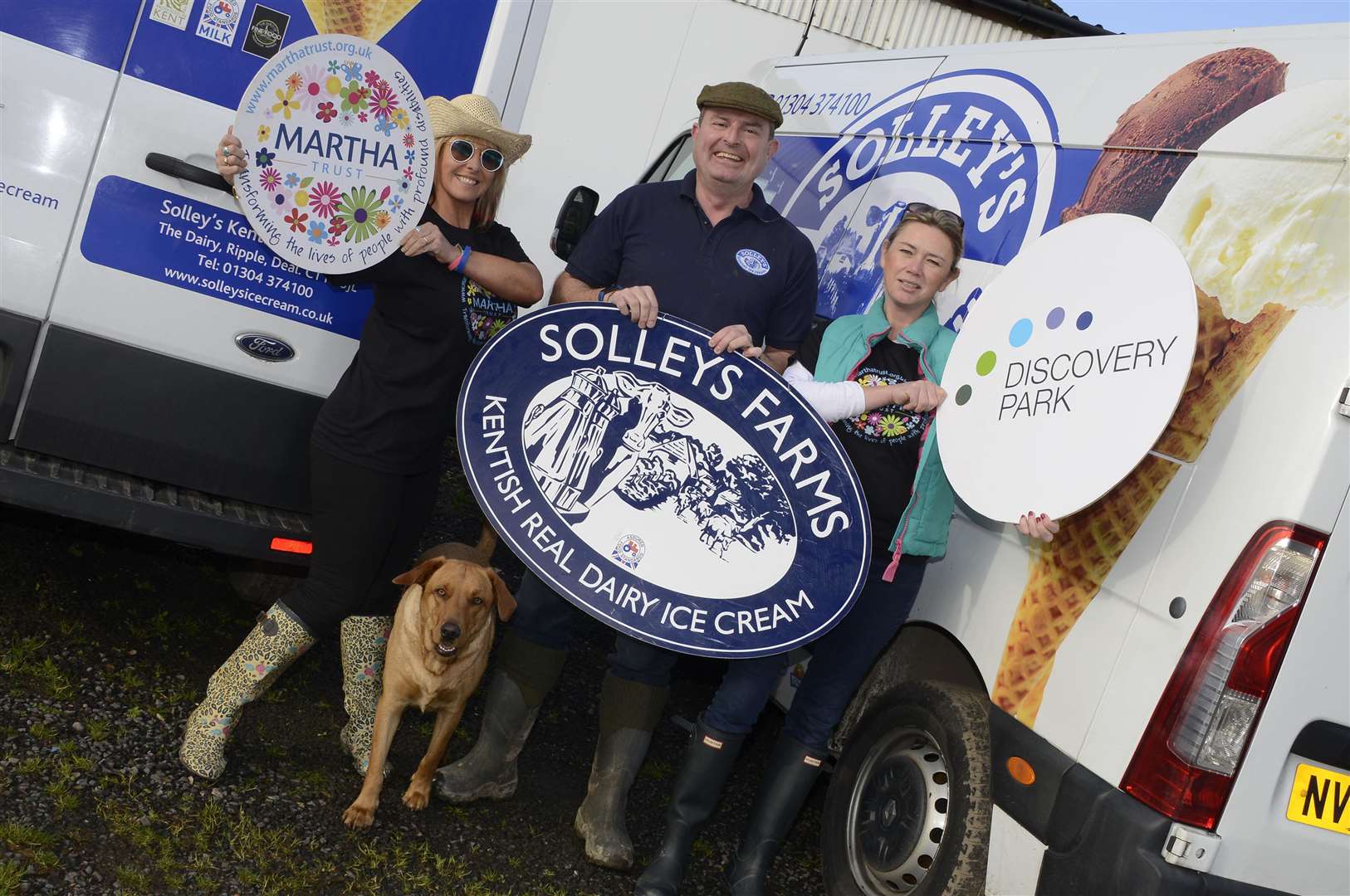 Kerry Rubins from Martha Trust, Solleys' Keith Morrison and Kimberley Anderson from Discovery Park getting in the party mood for the Prom