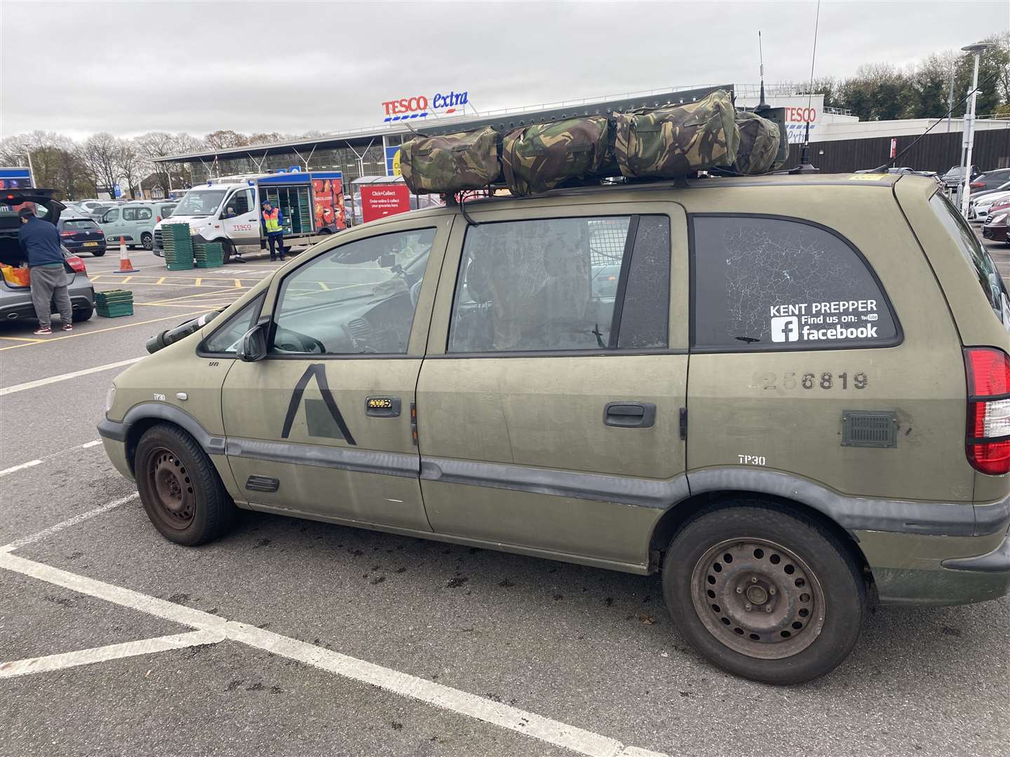 Cherva's Vauxhall Zafira he uses to promote prepping