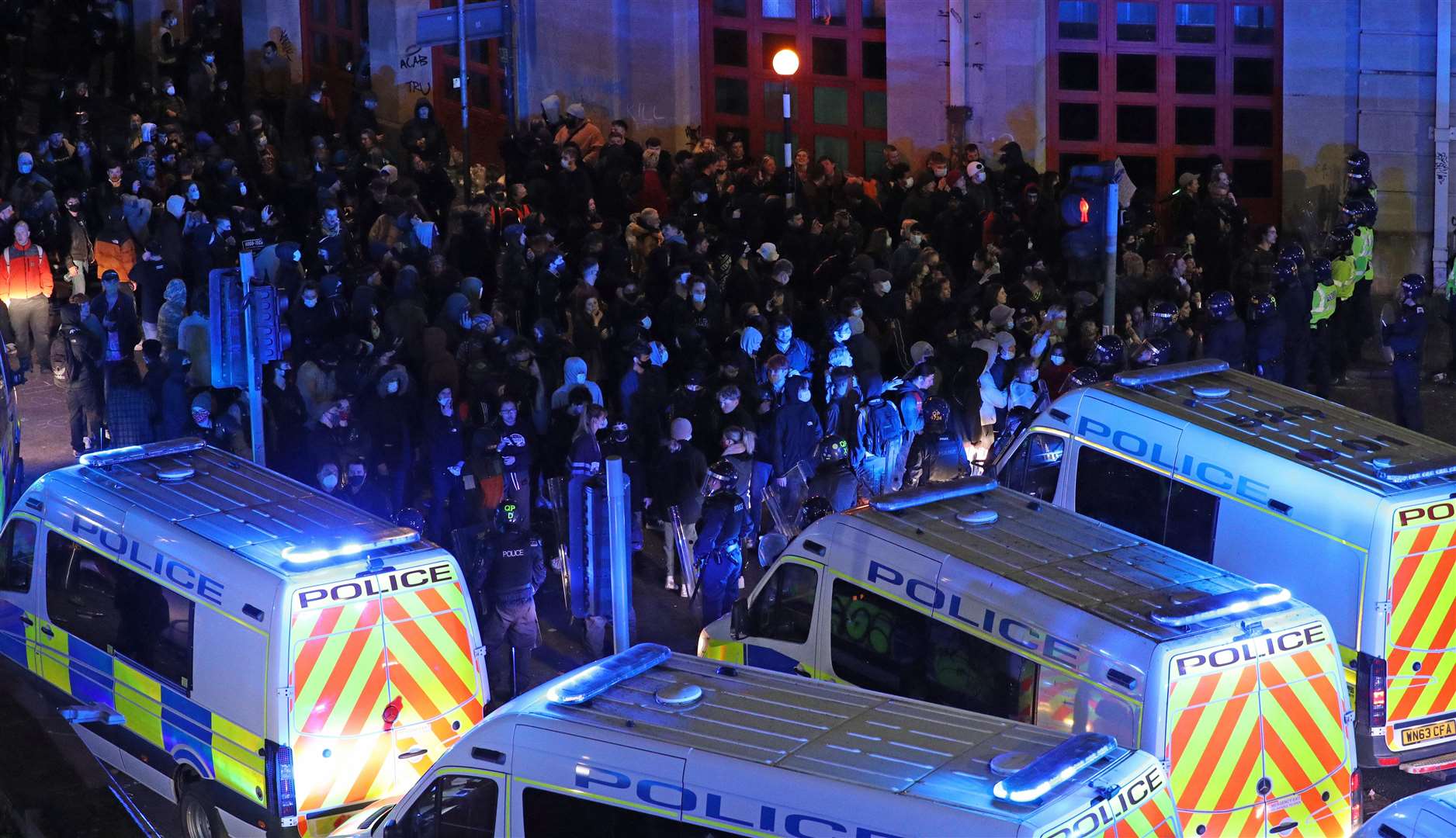 A protest turned violent when up to 500 people descended on Bridewell police station (Andrew Matthews/PA)