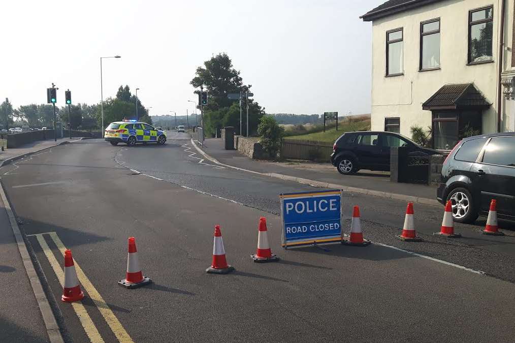 Police cordoned off High Street, Sheerness, following a stabbing