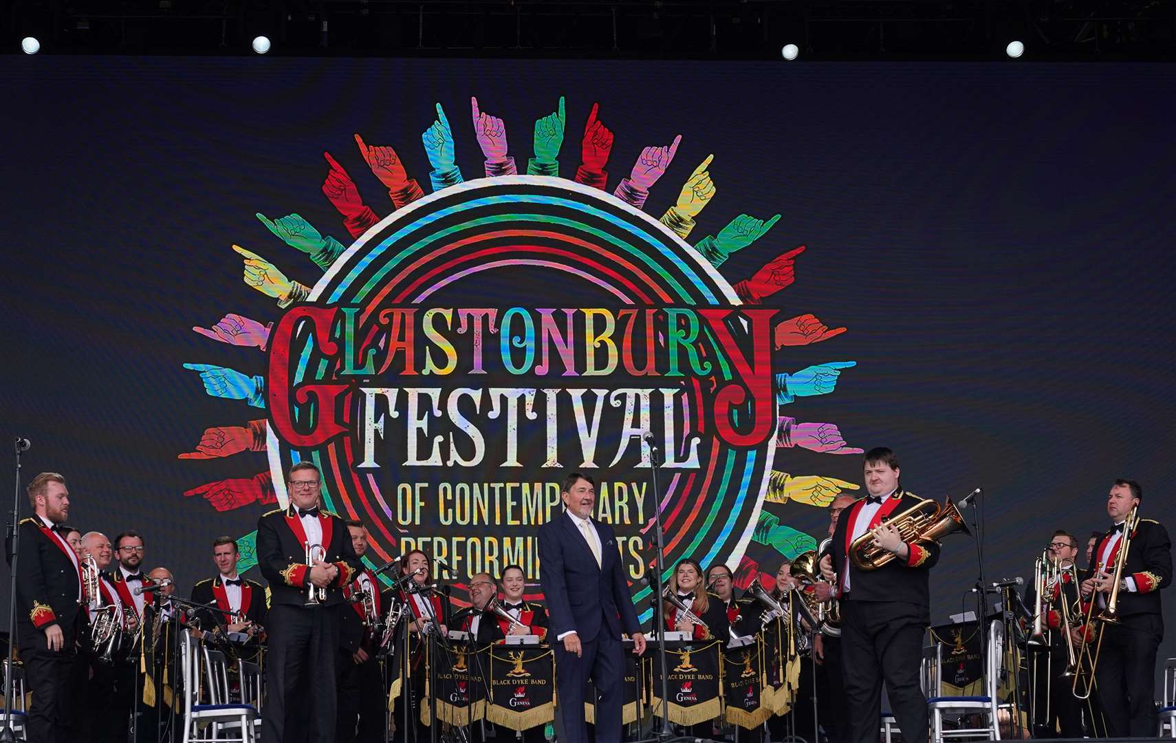 The Black Dyke Band also performed earlier in the day, showcasing their brass musicianship (Yui Mok/PA)