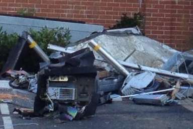 An ATM ripped from Tesco in Pembury with a stolen digger. Picture: Craig Stroud