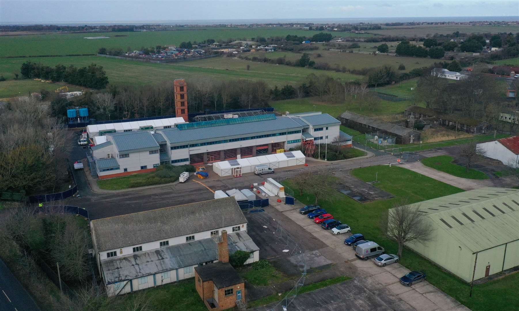 The former Defence Fire Training and Development Centre in Manston now being used as an asylum-seeker processing centre. Picture: UKNIP