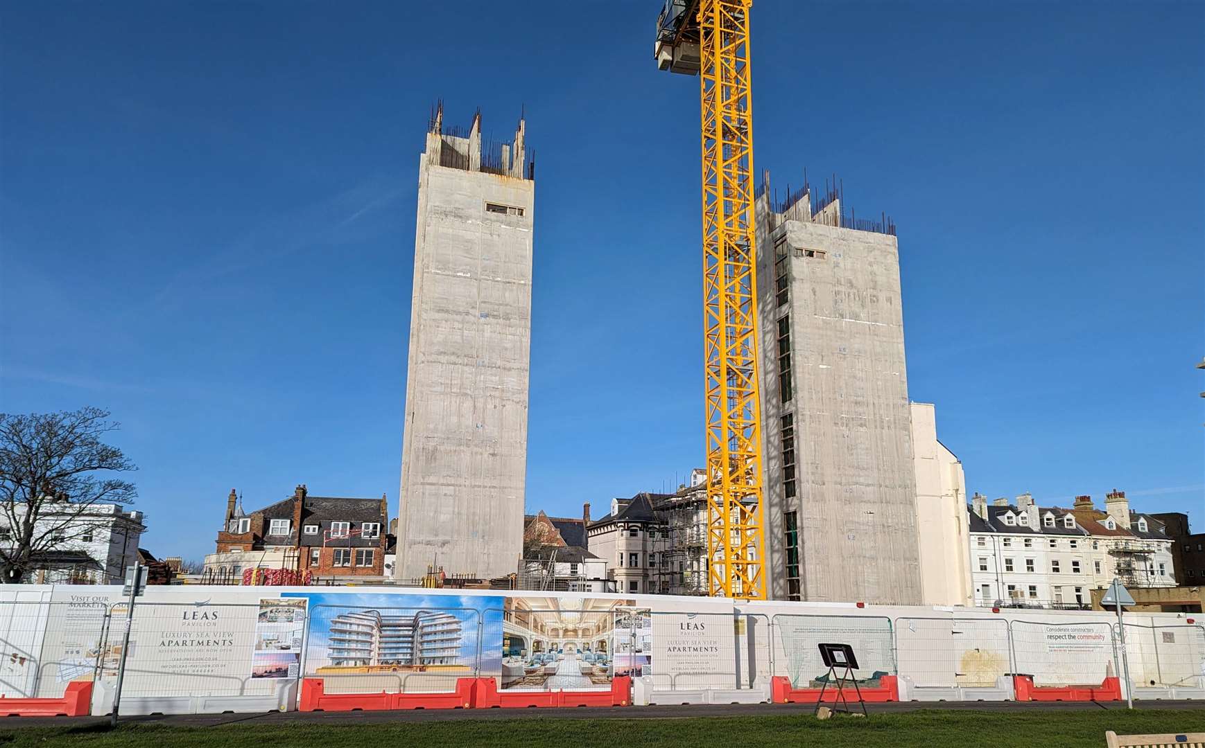 Some of the hired equipment has been removed from the site at the Leas Pavilion last month