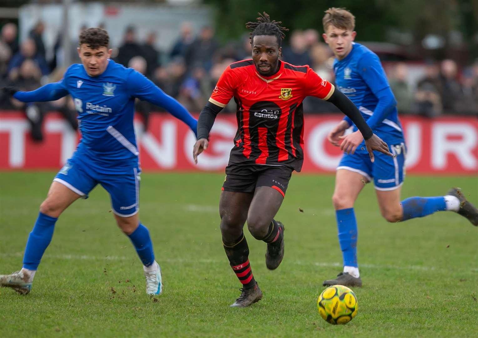 Joe Boachie on the charge for Sittingbourne during their FA Trophy win against Salisbury. Picture: Ian Scammell