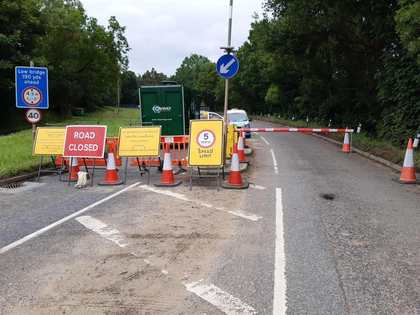 A25 road closure at Platt for sewage works by Southern Water could