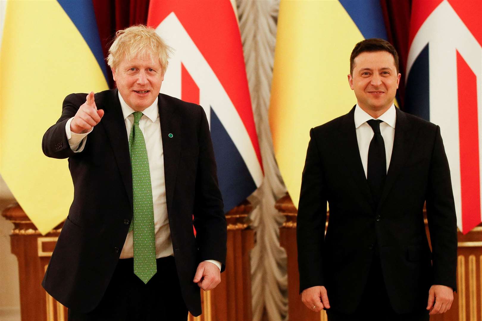 Boris Johnson in Kyiv with Ukrainian president Volodymyr Zelensky before the invasion (Peter Nicholls/PA)