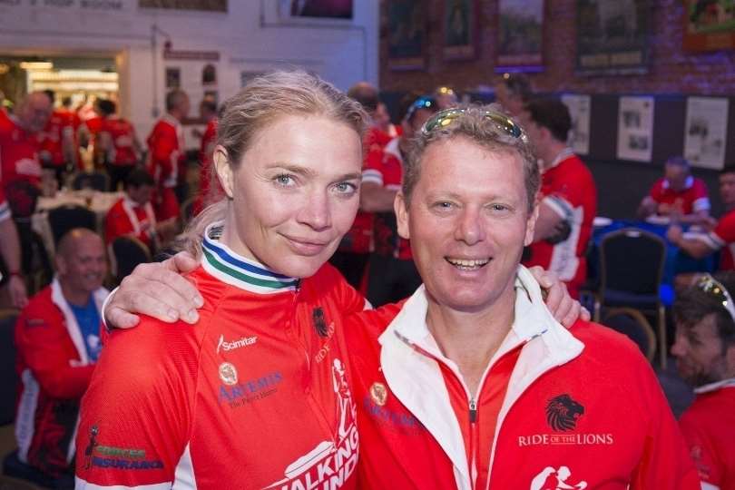 Supermodel Jodie Kidd with Shepherd Neame chief executive Jonathan Neame