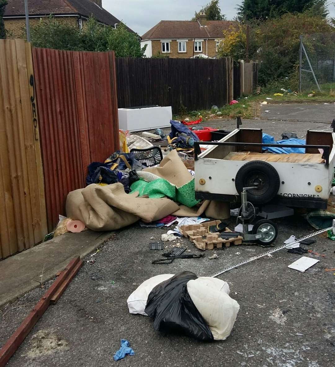 This rubbish was dumped near near Elm Grove Play Park in Murston. Picture: Swale council