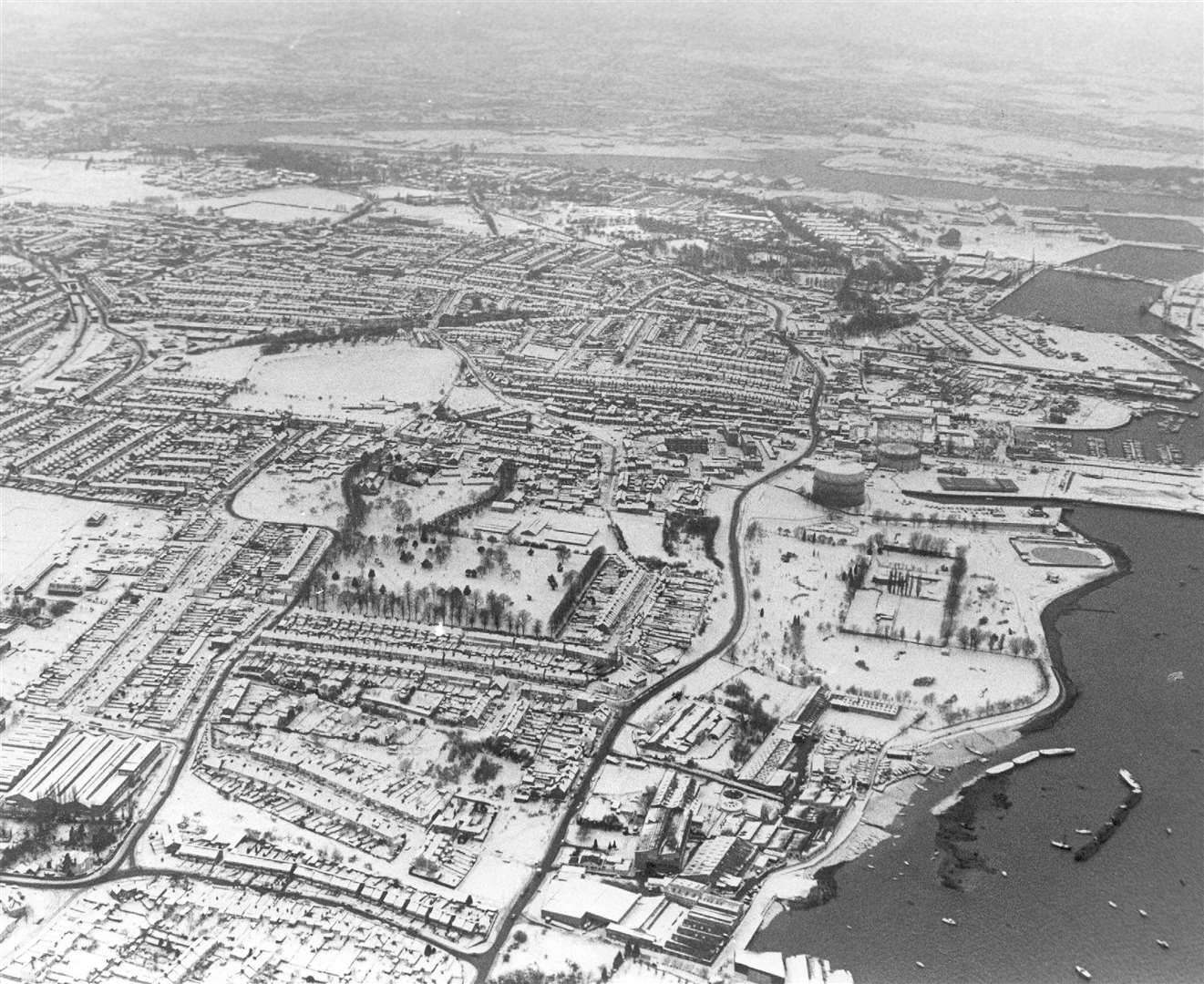 Gillingham covered in snow in 1987