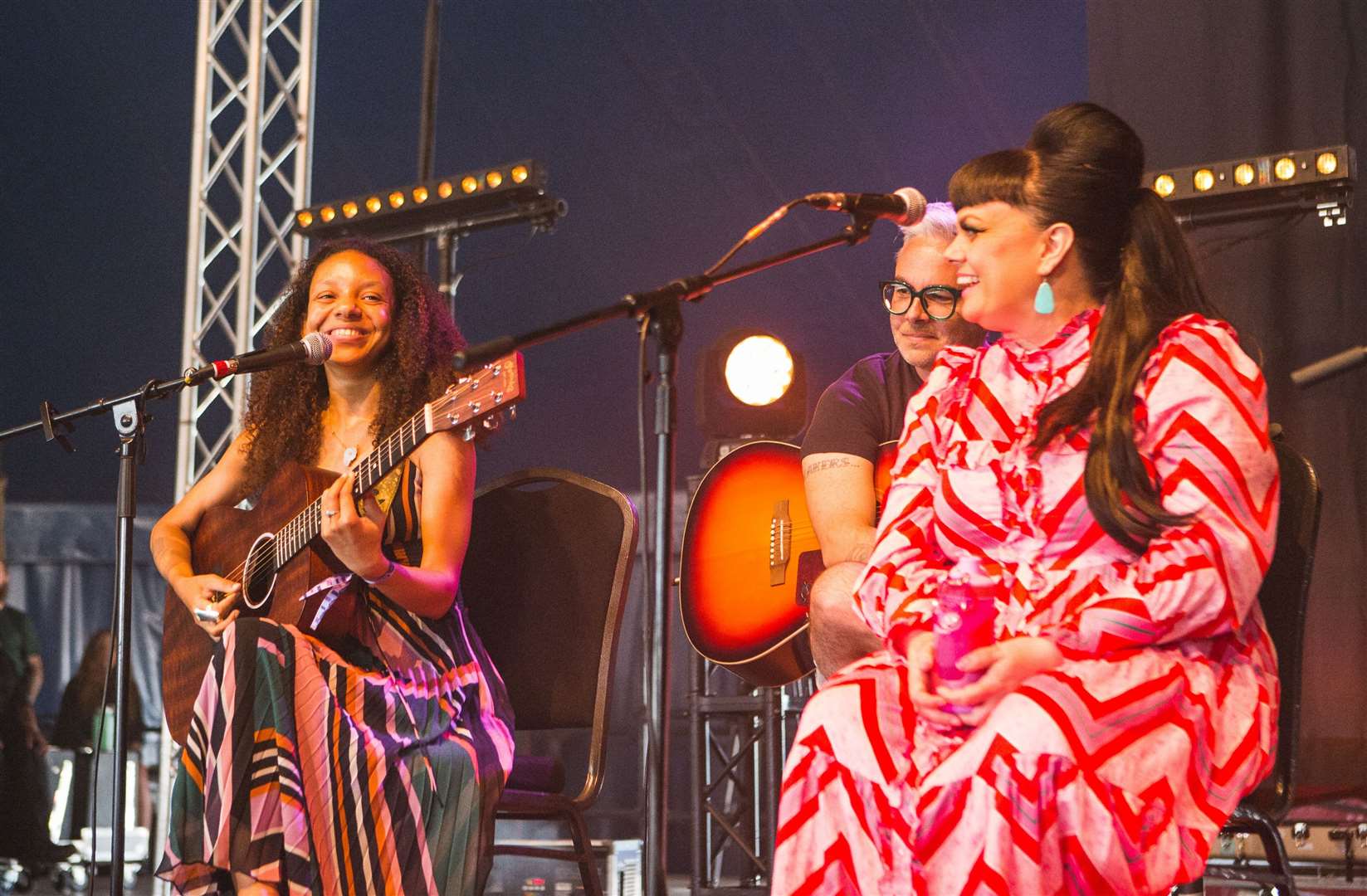 Simeon Hammond-Dallas (left) performed at the songwriter sessions in the Ridge Tent and Haley's Bar