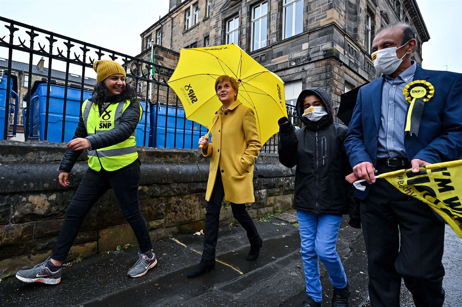 Supporters were at the polling station to greet Nicola Sturgeon (Jeff J Mitchell/PA)