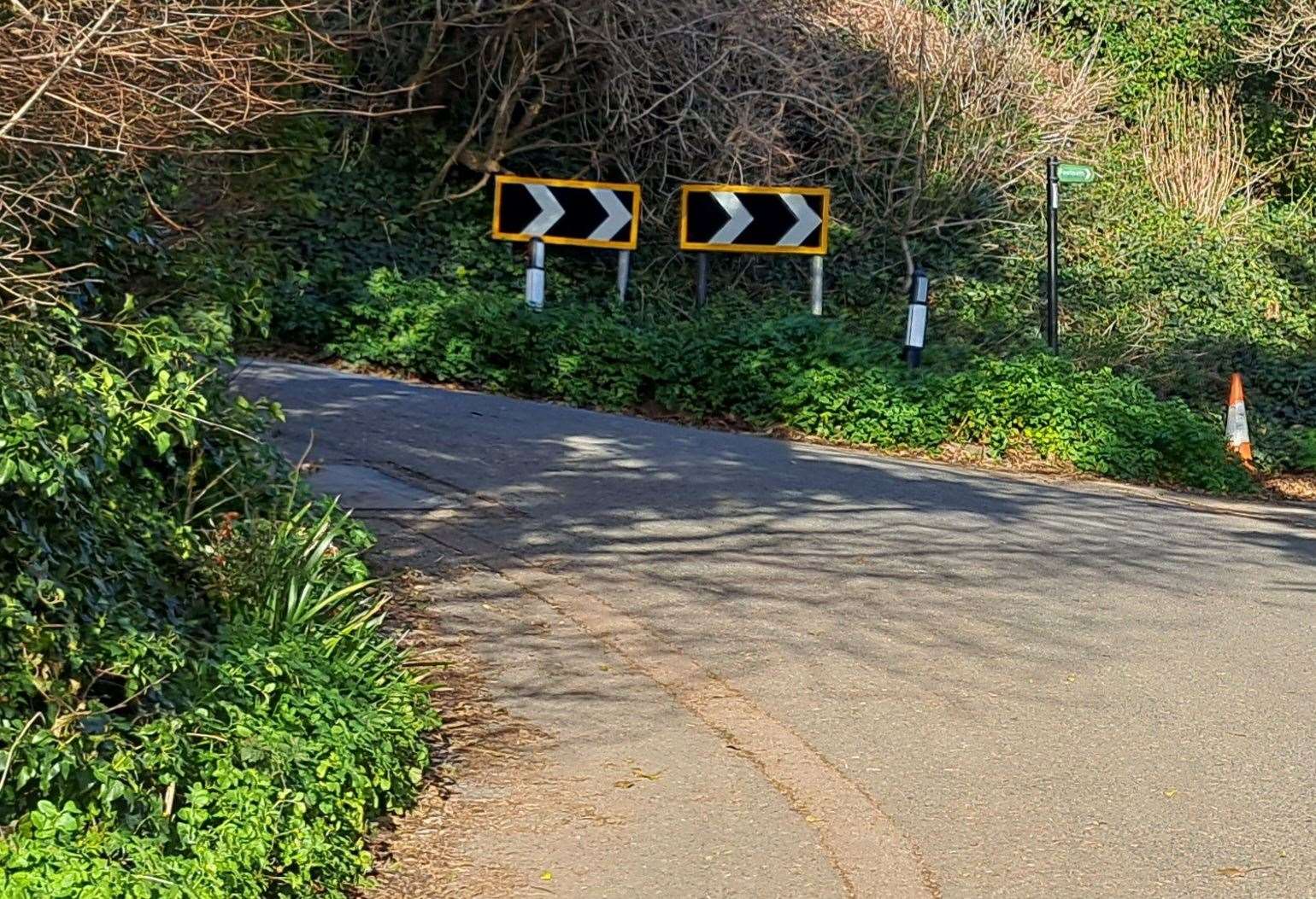 The garage is about 18 metres from the hairpin bend in St Margaret's Bay