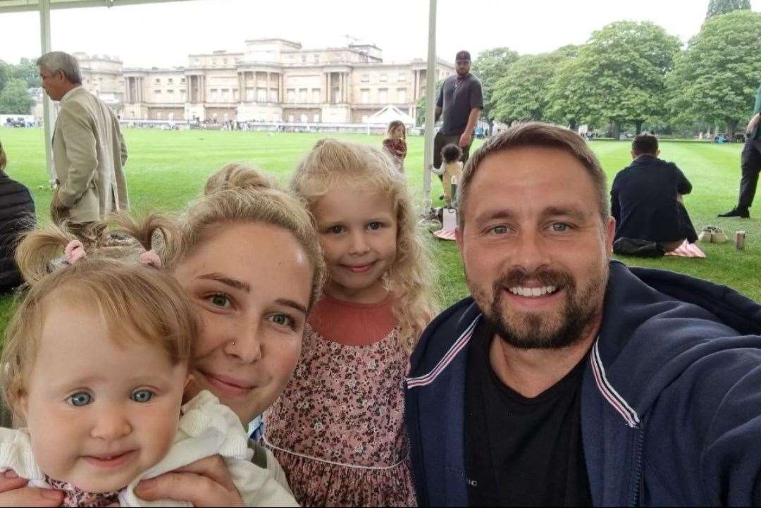 Rosie with mum Amy, big sister Elsie and dad Richard