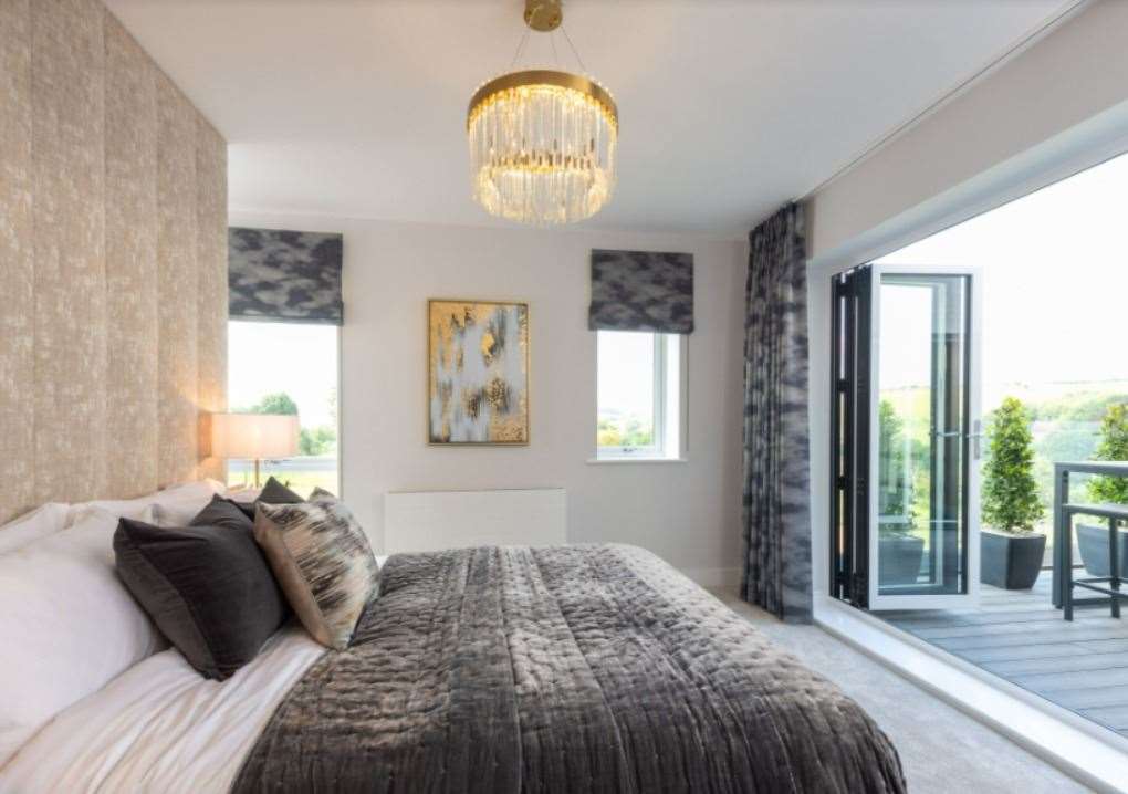A bedroom in one of the Lydden Hills houses. Picture: Pentland Homes