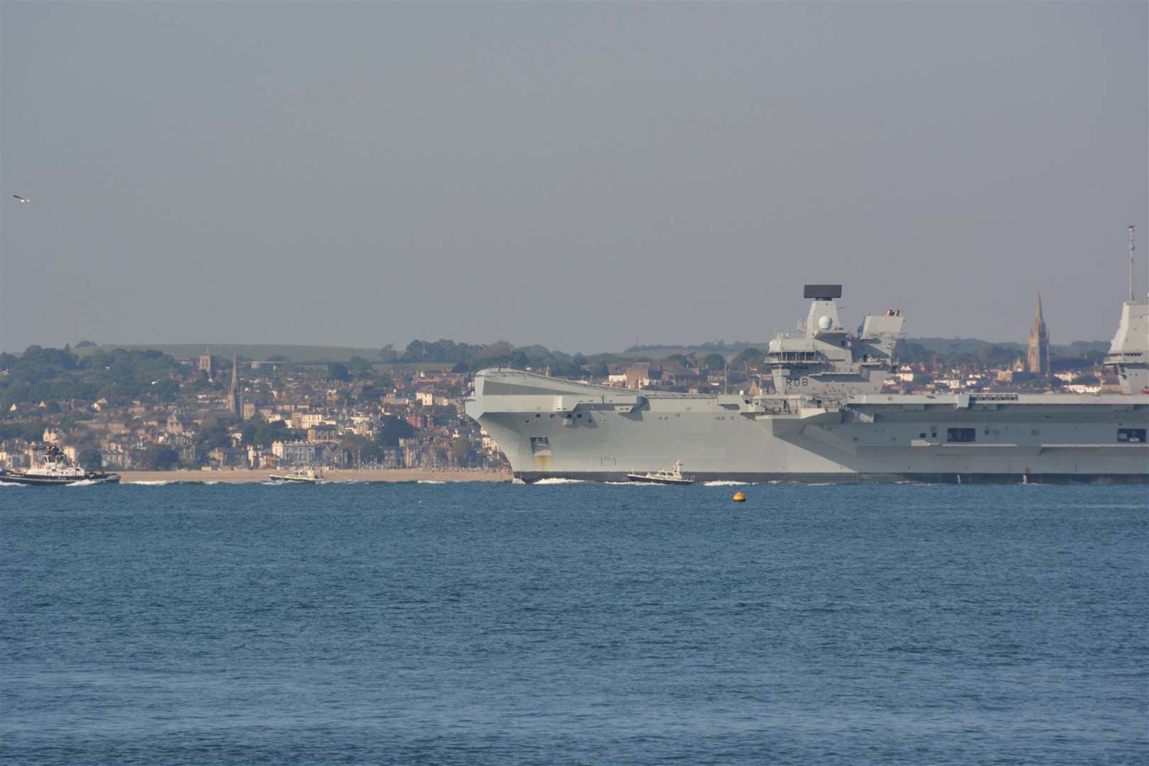 HMS Queen Elizabeth dwarfs Ryde on the Isle of Wight (Ben Mitchell/PA)