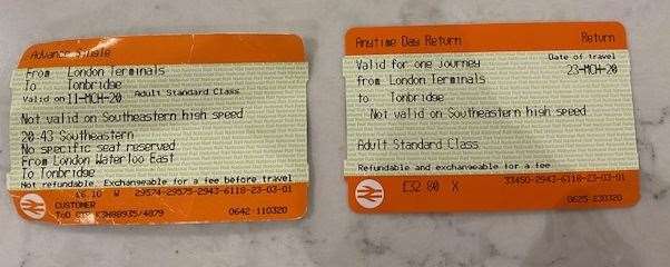 The price of Kirsty's train tickets has changed