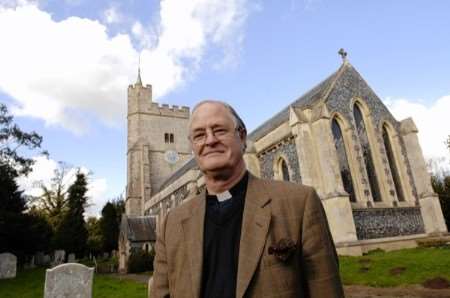 The Rev Nigel Hale outside the church in Goodnestone