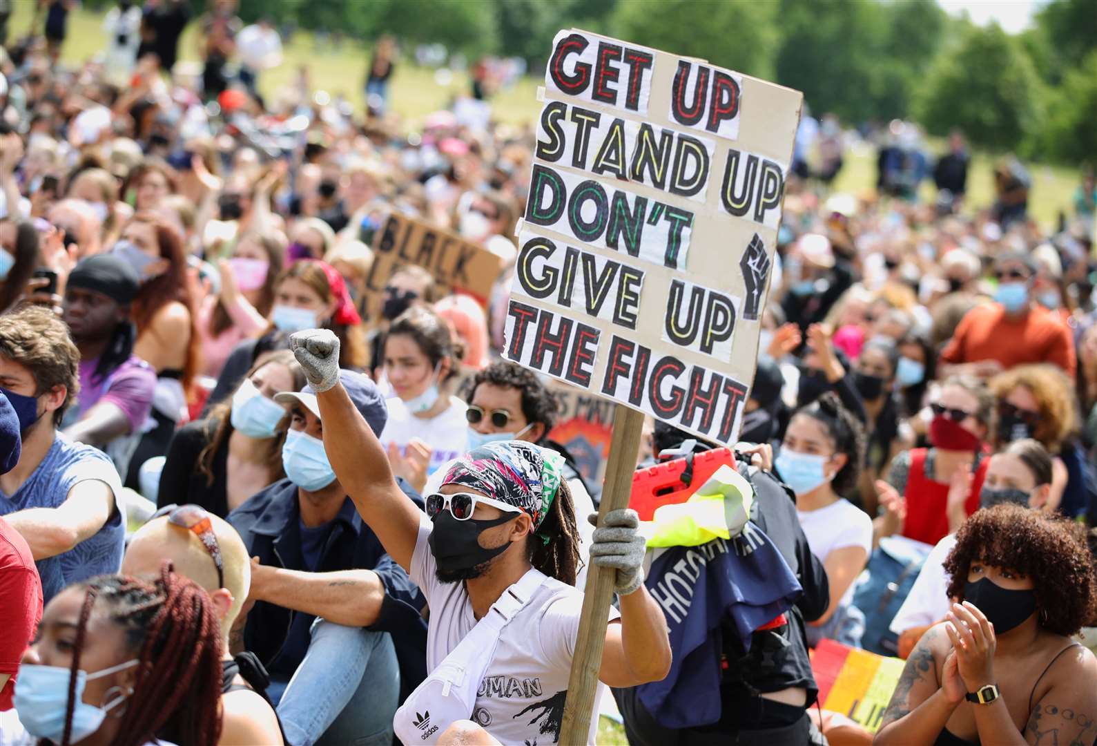 People during the Black Lives Matter rally in Hyde Park (Aaron Chown/PA)