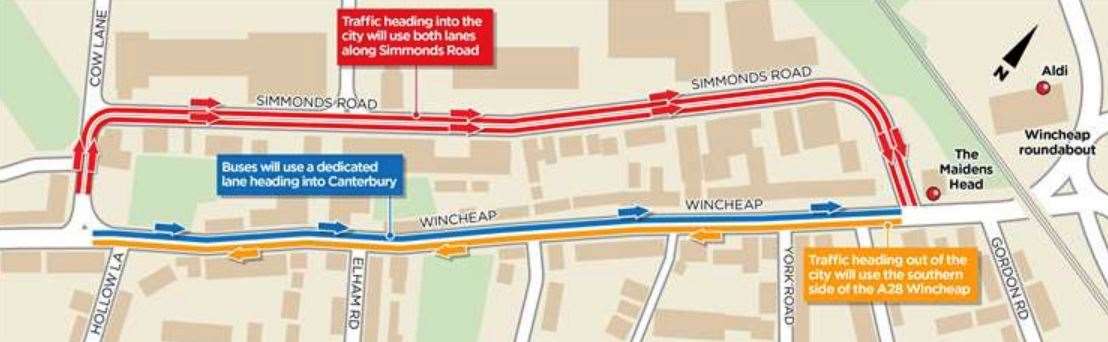 How the one-way system in Wincheap would look