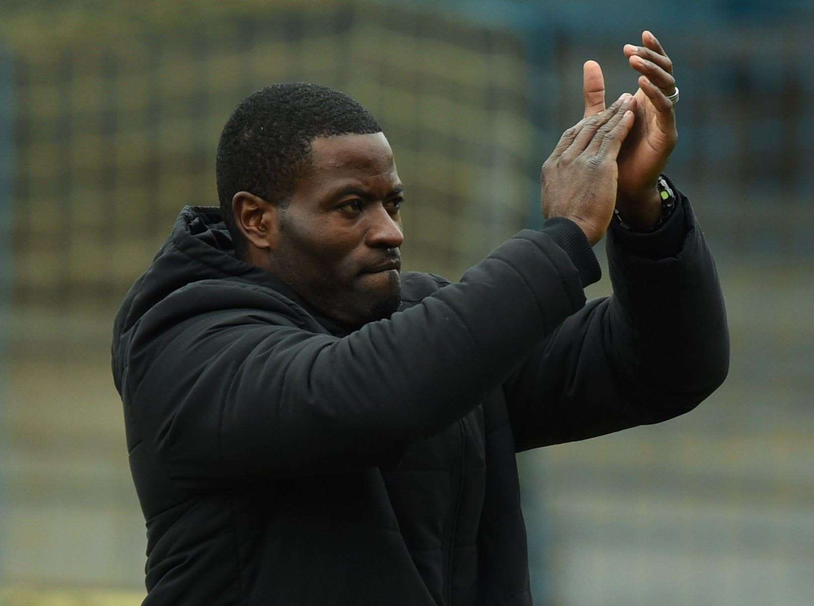 Maidstone United manager George Elokobi. Picture: Steve Terrell