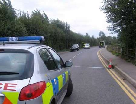 Police at the scene of the tragedy on Sunday. Picture: MARY GRAHAM