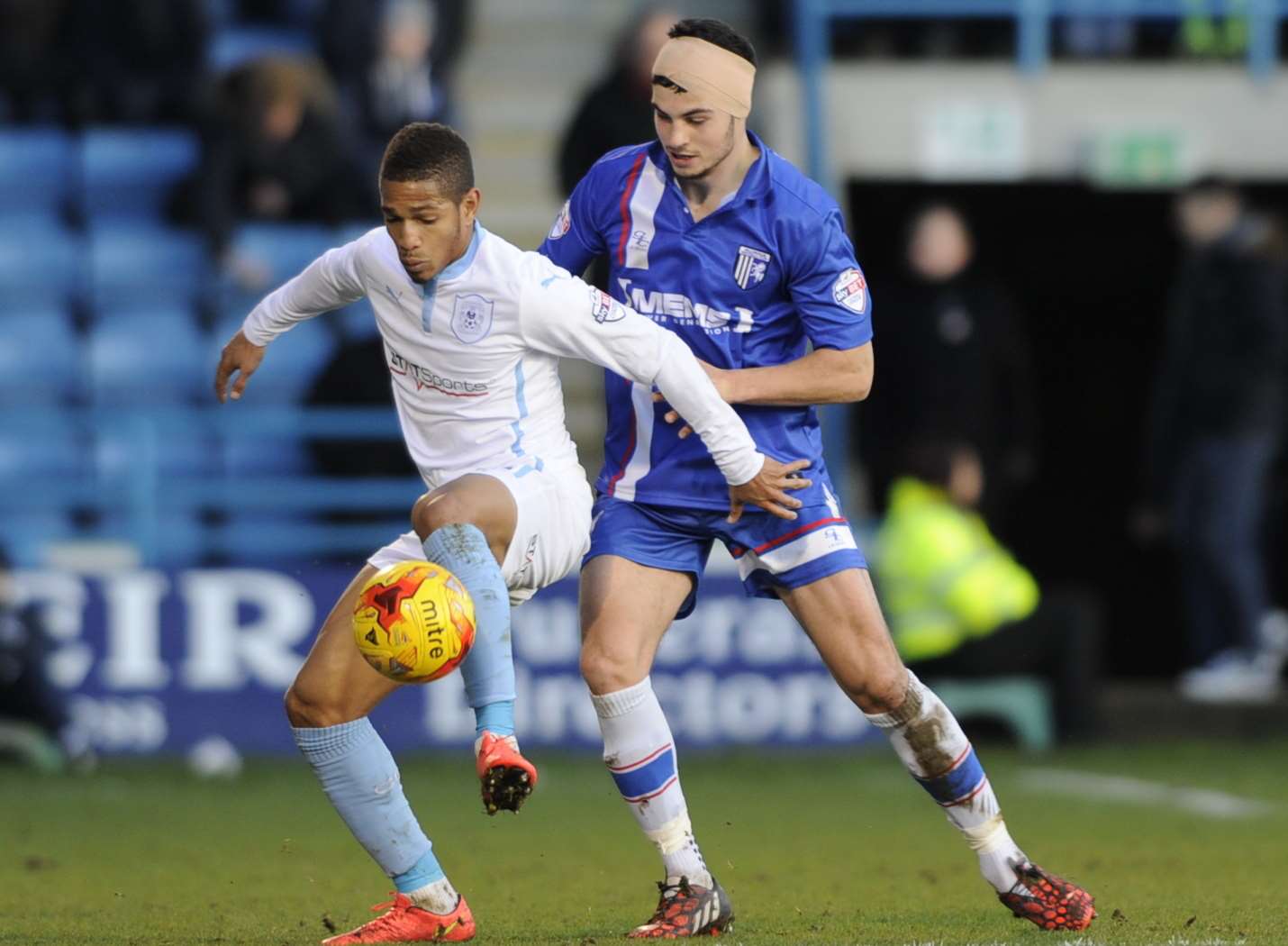 John Egan comes up against Coventry's former Gills striker Simeon Jackson on Saturday. Picture: Barry Goodwin