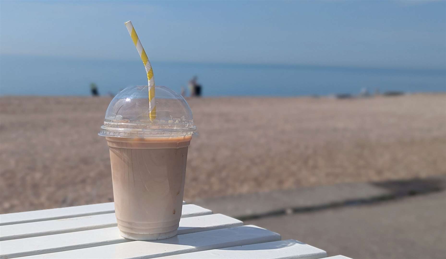 A stop for an iced coffee at The Boat House cafe on Sandgate beach