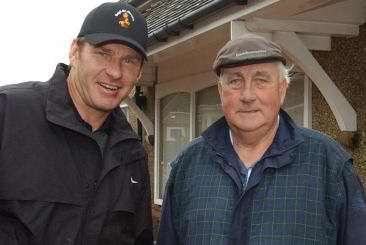 Caddy Master Keith Atkinson with golfing star Nick Faldo
