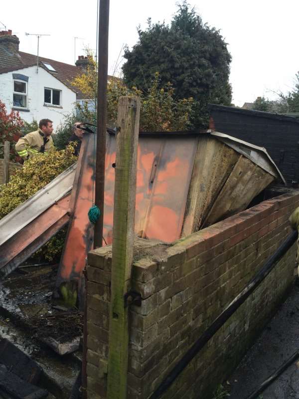 The fire completely destroyed the garden shed. Picture: KFRS.