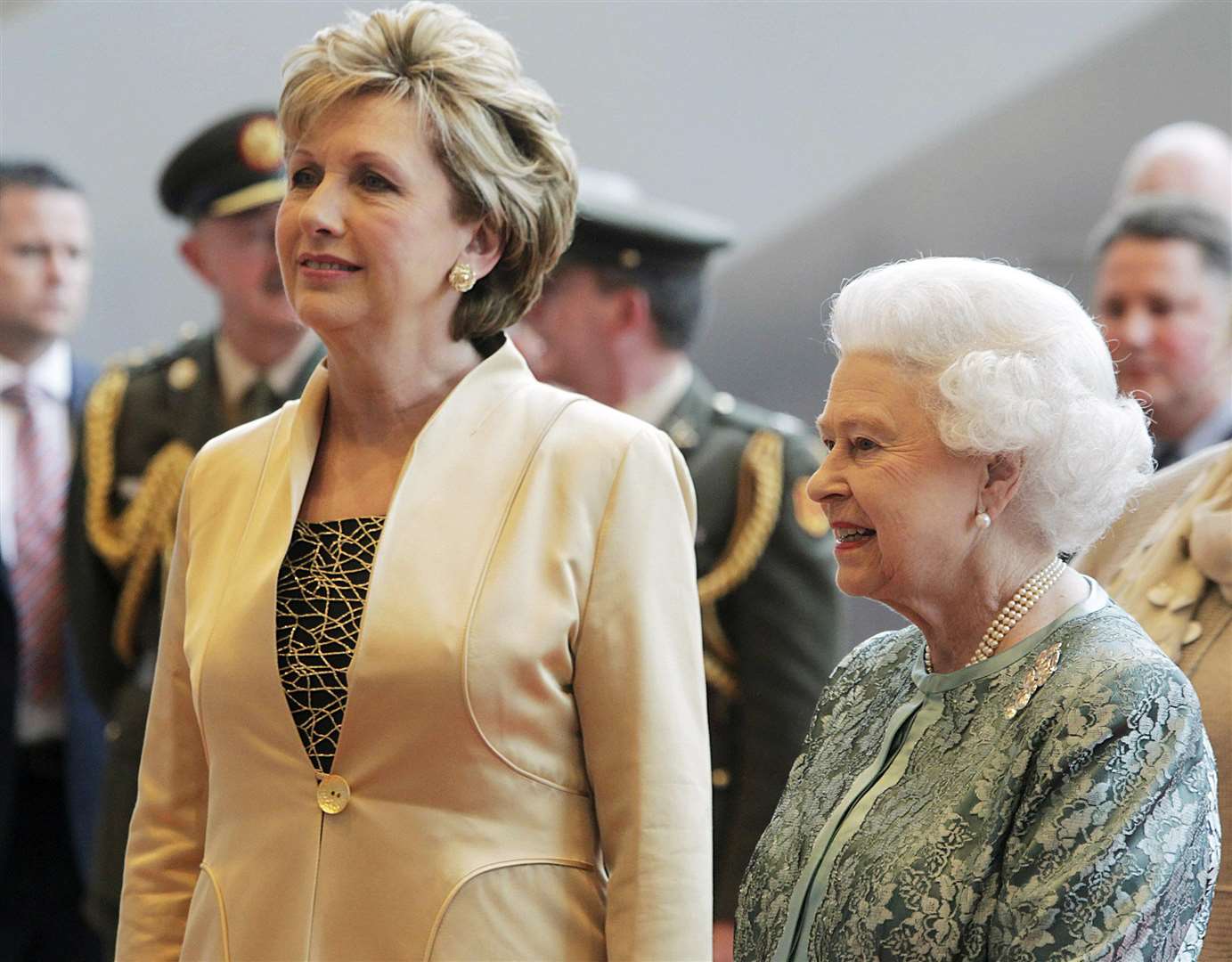 The Queen with former Irish president Mary McAleese in Dublin (Niall Carson/PA)