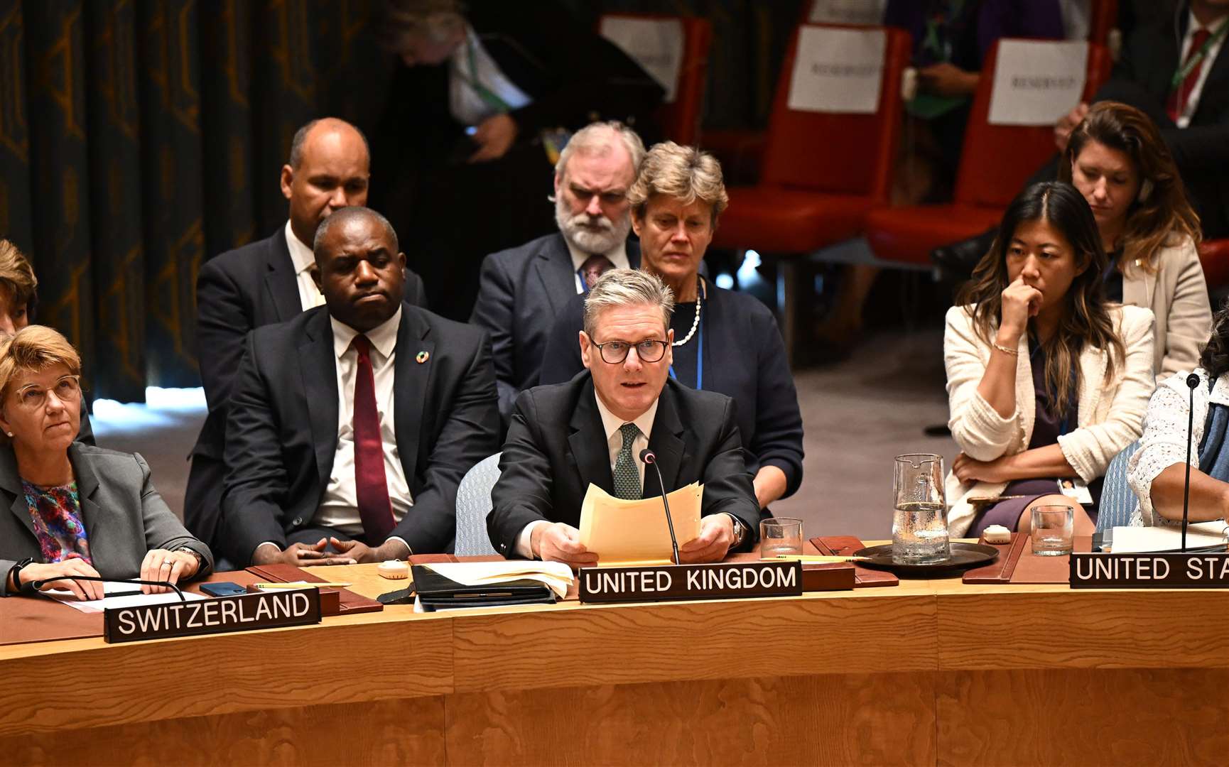 Sir Keir Starmer addresses the Security Council during the 79th United Nations General Assembly in New York (Leon Neal/PA)