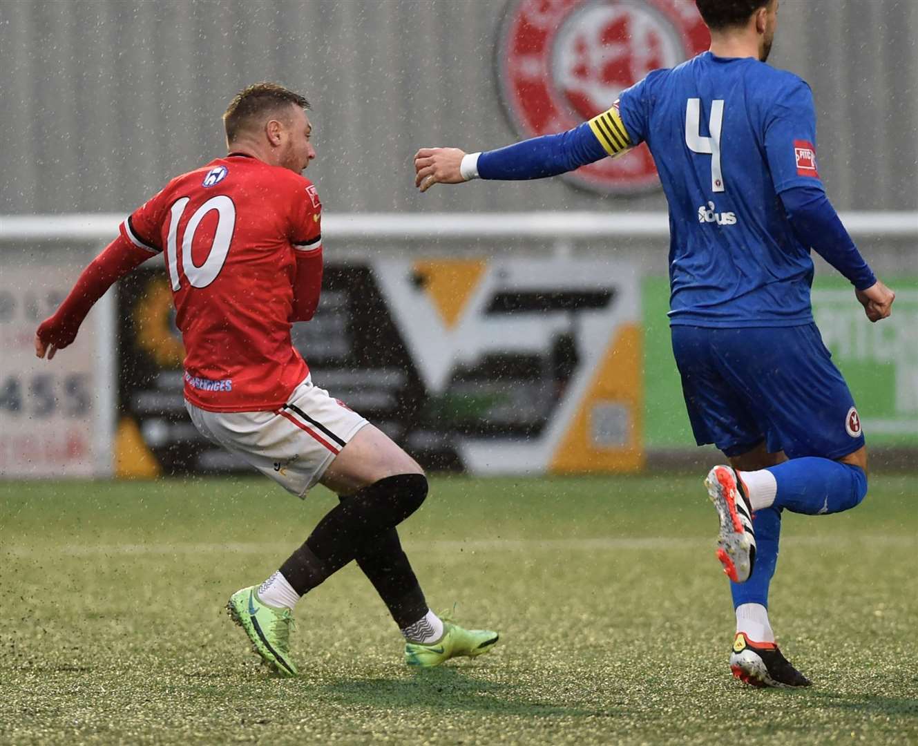 Freddie Sears puts Chatham ahead against Whitehawk on Saturday. Picture: Ian Scammell