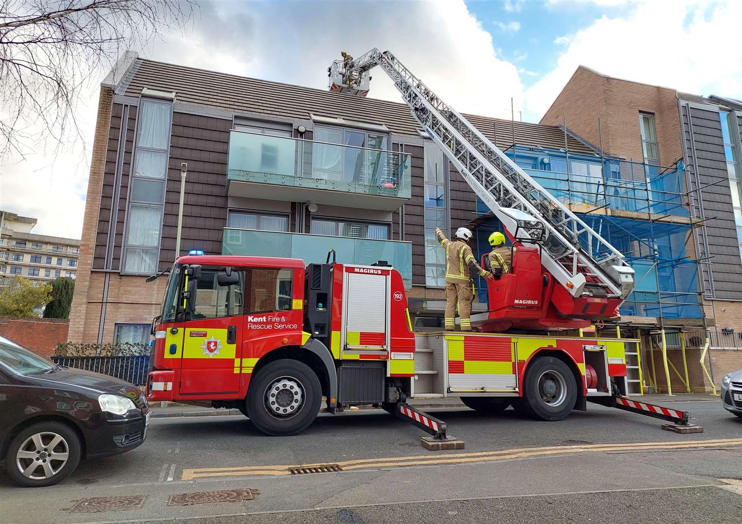 Fire crews in Hardinge Road on Friday