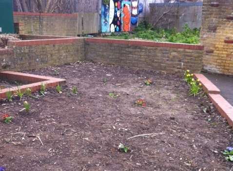 Vandalised flower beds