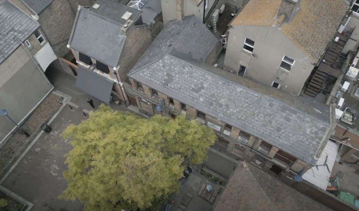 An overhead view of the former Age & Sons restaurant in Charlotte Court, Ramsgate. Pic: Heritage Lab