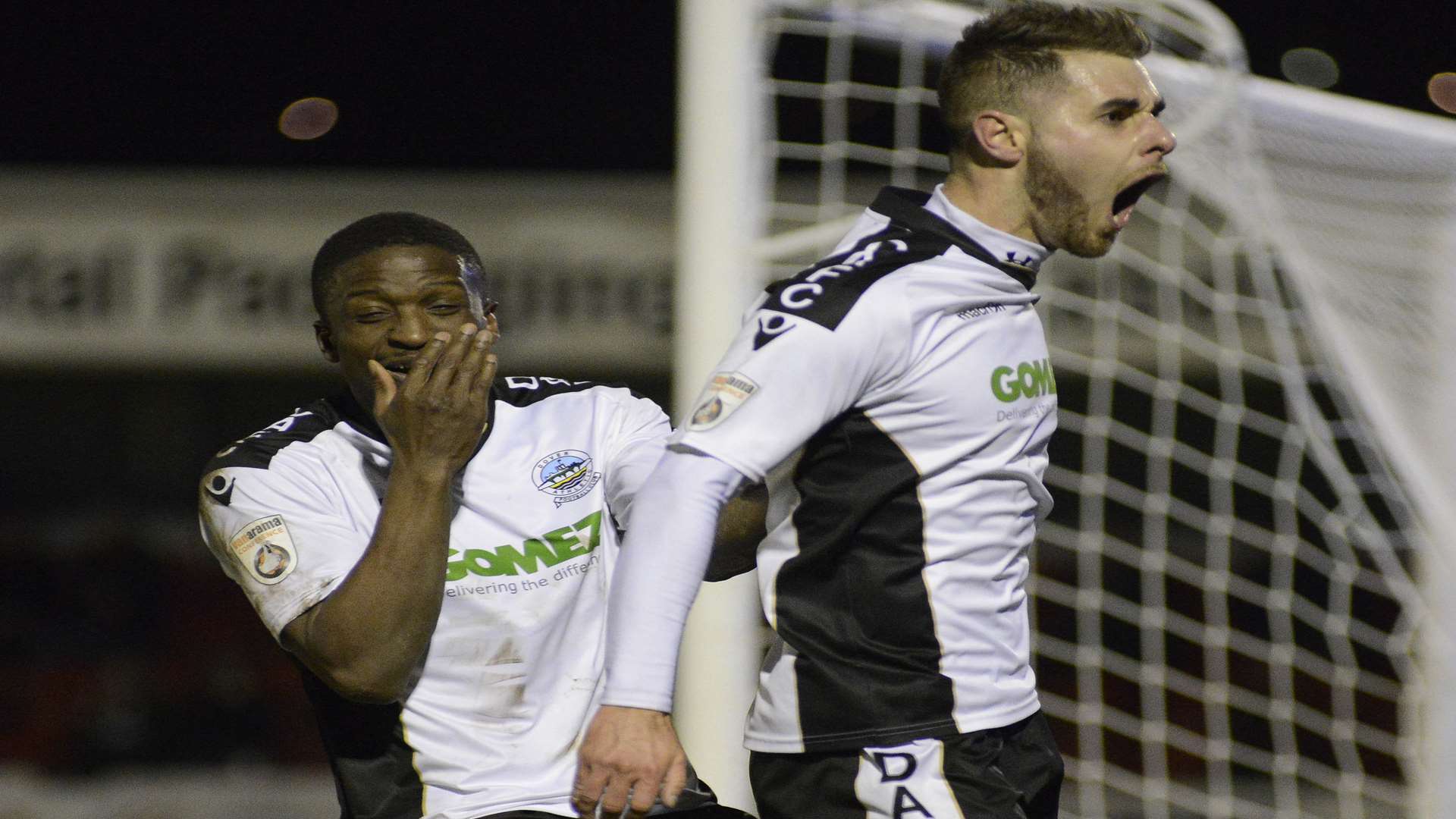 Nicky Deverdics celebrates scoring against Woking on Tuesday Picture: Paul Amos