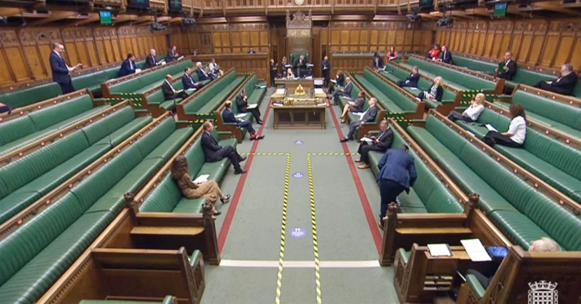 Social distancing measures have kept the number of MPs who can sit in the Commons at one time limited, but it was a busier chamber at noon on Thursday during business questions after the Conservatives ended remote voting… (House of Commons/PA)