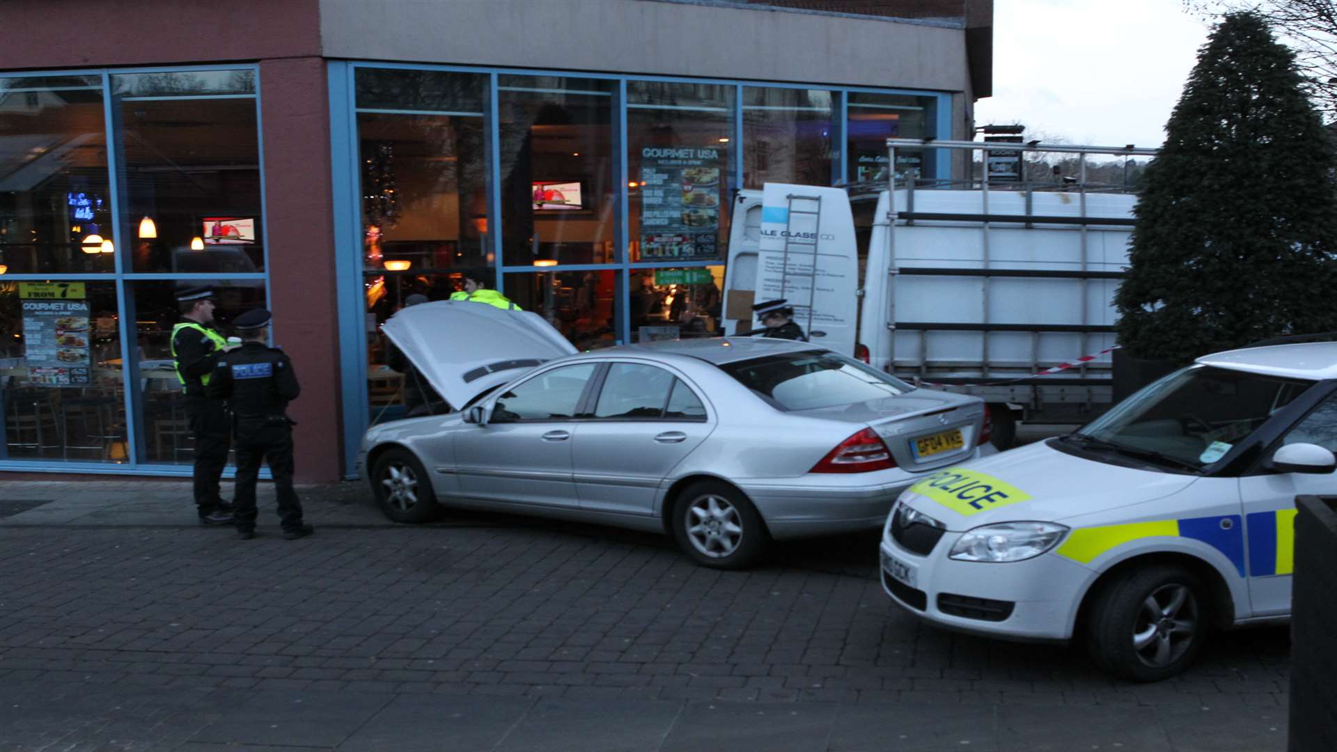 Police at the scene of the incident in Week Street, Maidstone