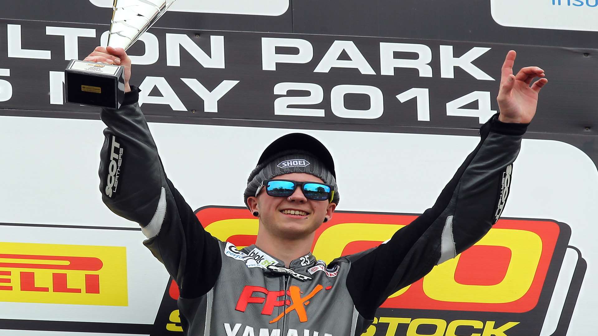 Andy Reid celebrates at Oulton Park