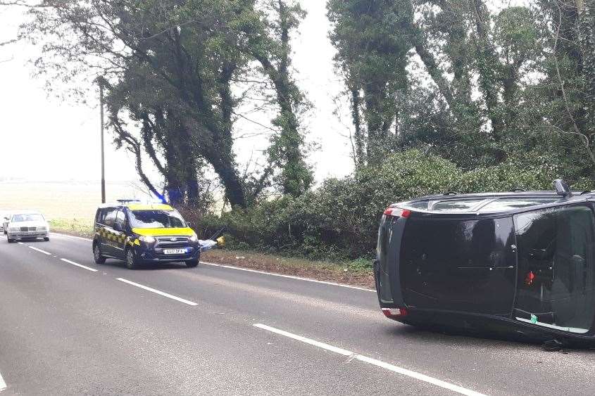 A Coastguard vehicle used to help control traffic after the accident. Picture: Sam Lennon