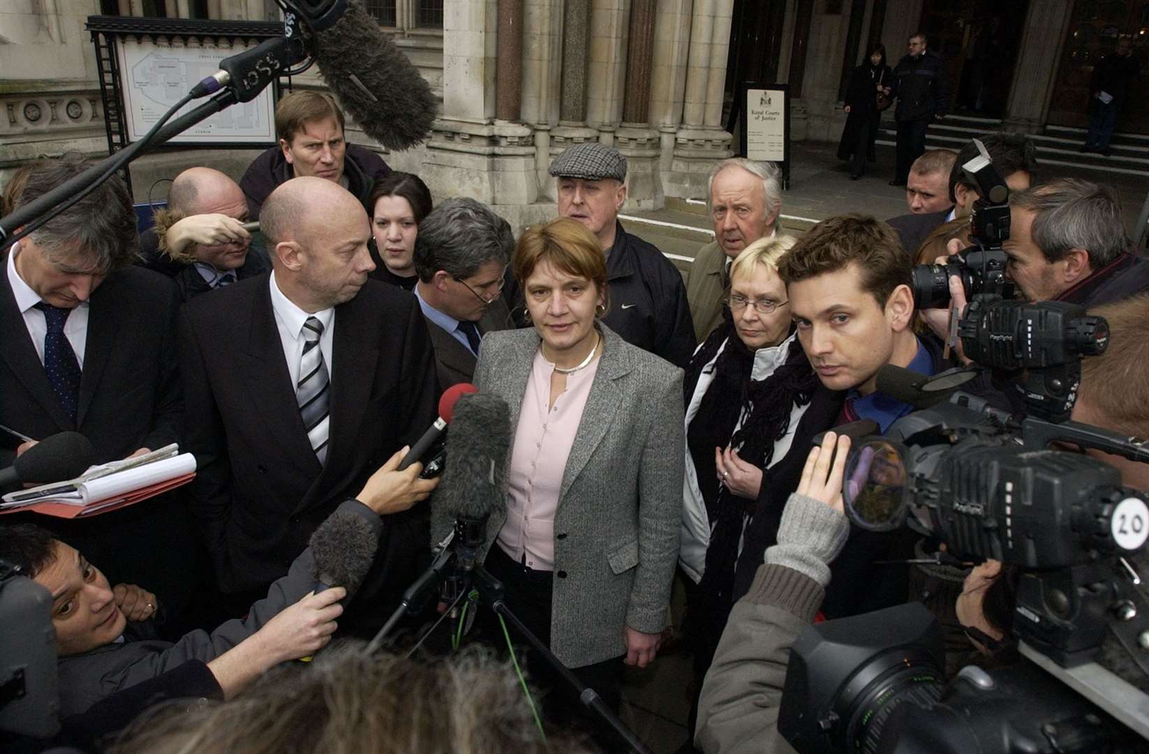 Barbara Stone outside the High Court to speak to the media about her brother's failed appeal in 2005