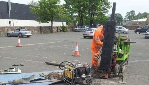 Workers tested the soil below the site last month, prompting fears Aldi could pull out. Pic from www.hernebaymatters.com