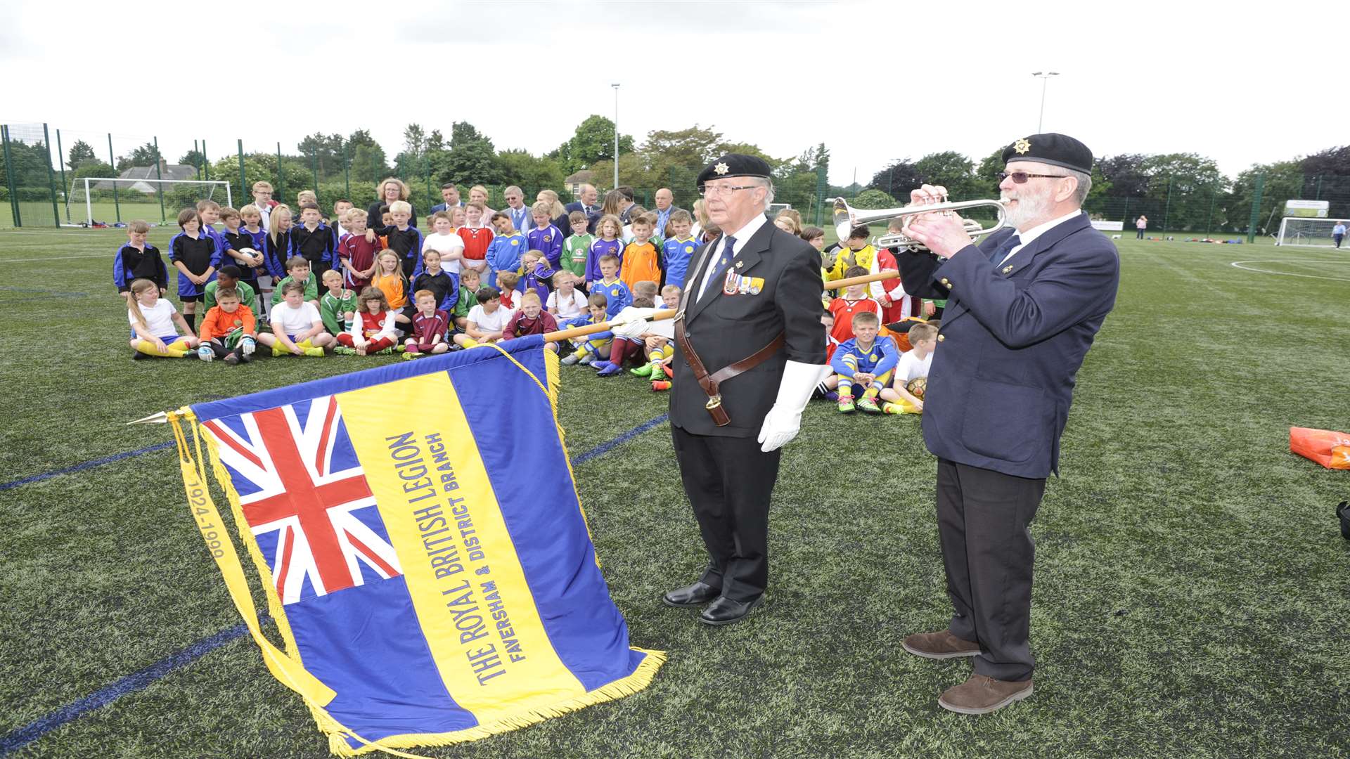 Royal British Legion at the Peace Day at the Abbey School during the Last Post.