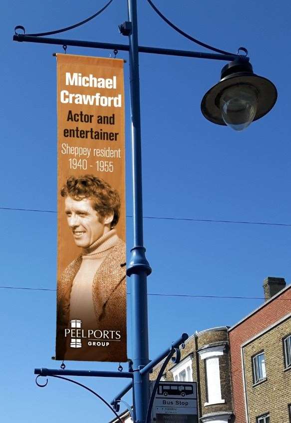 Suggested banner to celebrate 'Sons of Sheppey' in Sheerness High Street - this one is entertainer Michael Crawford