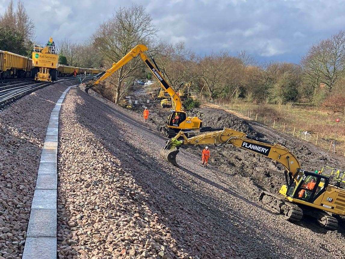 Railway line between Rainham and Sittingbourne reopens after landslip ...