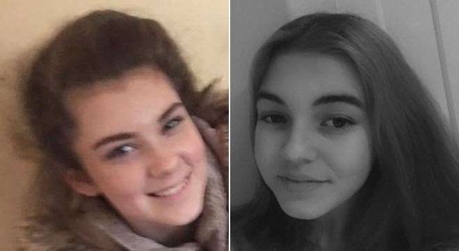 Chloe Sutton (left) and Grace Perry (right) were reported missing on Monday. Picture: Kent Police