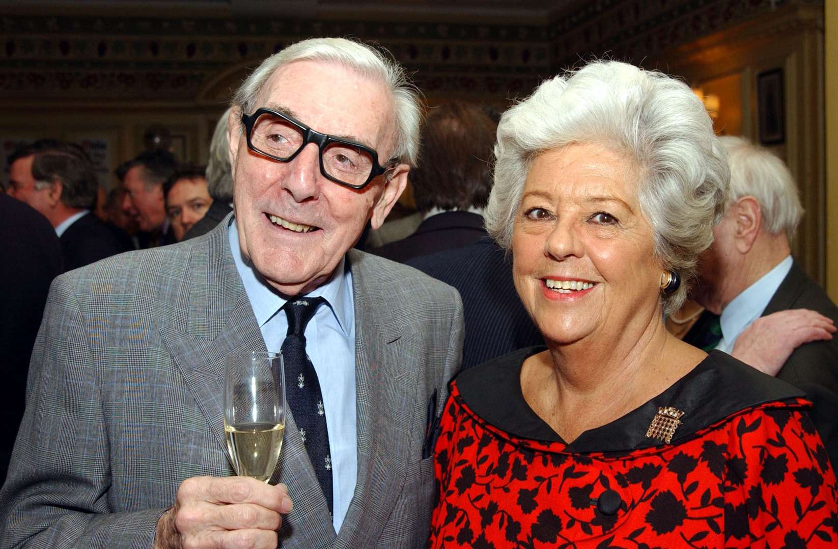 The former Commons speaker with actor Eric Sykes during a senior citizens’ awards ceremony (Andy Butterton/PA)