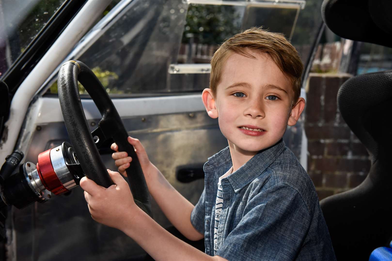 Harvey, whose dad died suddenly in 2014, enjoying his birthday surprise put on by his mum Jess Ellis