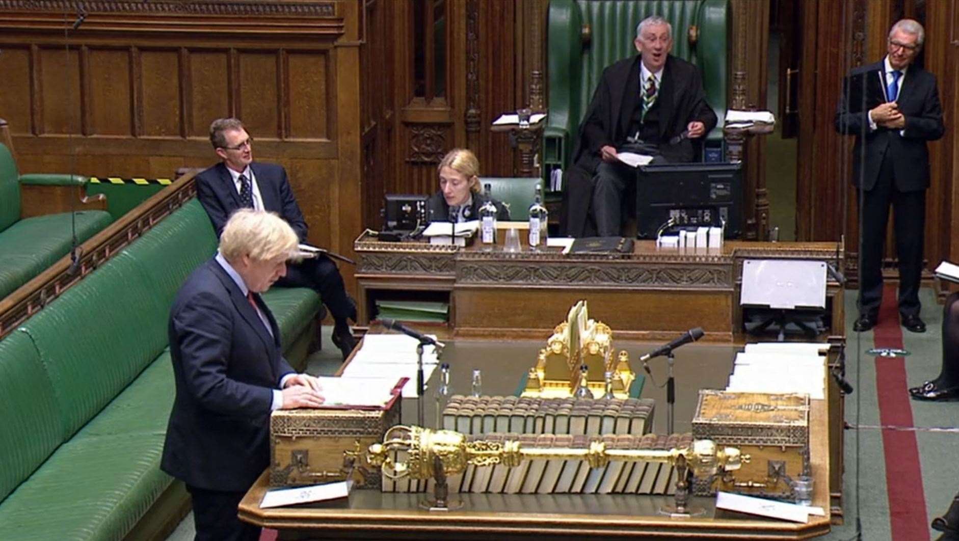 Boris Johnson speaks during Prime Minister’s Questions (House of Commons/PA)